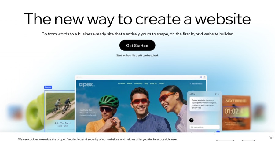 Wix homepage: create a website with the Wix website builder